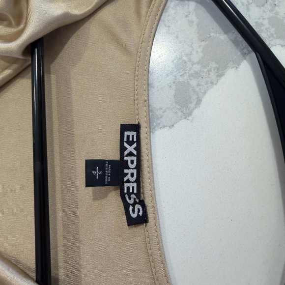 Express Cream and Black Cowl Neck Midi Dress - Picture 3 of 8